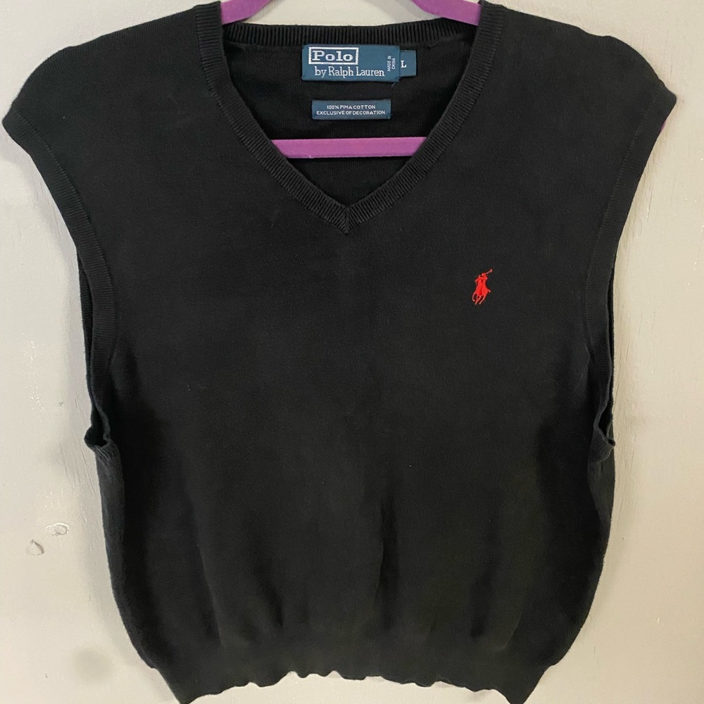 RALPH LAUREN POLO Black V-Neck Sweater Vest